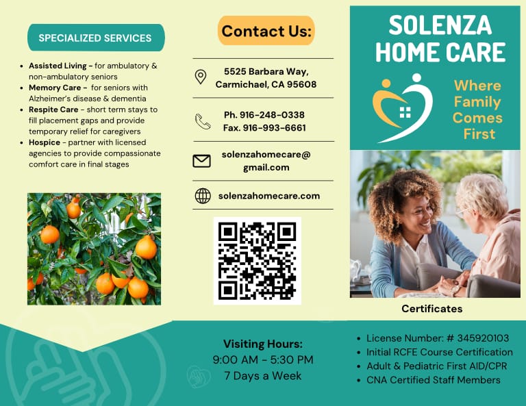 Solenza Home Care Flyer Page One